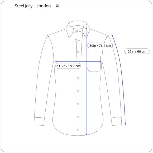 Steel & Jelly London Mens XL Flip Cuff Blue Long Sleeve Casual Dress Shirt - Picture 3 of 9